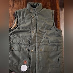 MEN'S VEST SNAP&ZIP, OLIVE GRN, LINED SZ 3X NWT